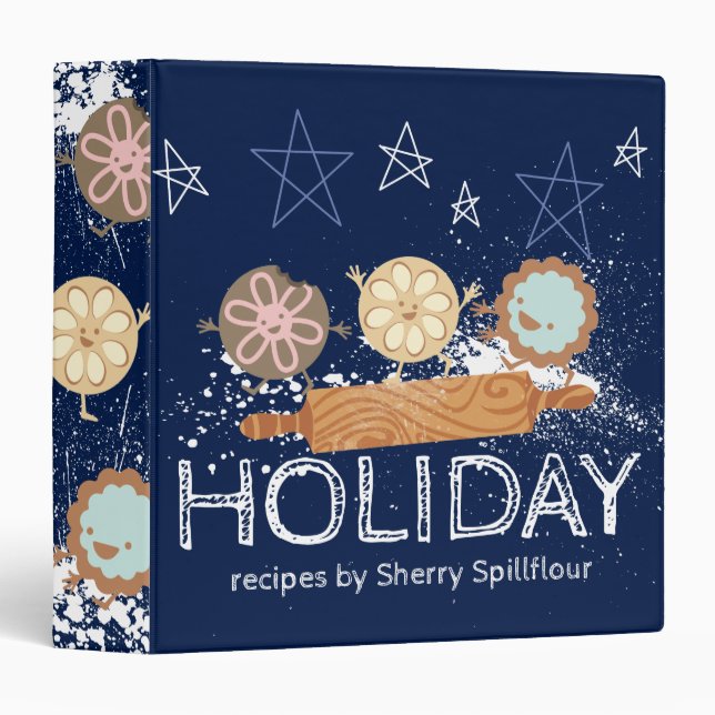 Cute Christmas cookie personalized recipe cookbook Binder (Front/Spine)