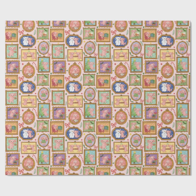 Cute Christmas coquette axolotl wrapping paper  (Flat)