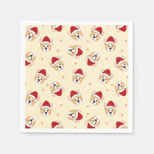 Cute Christmas Corgi Dog Pattern Holidays Napkin
