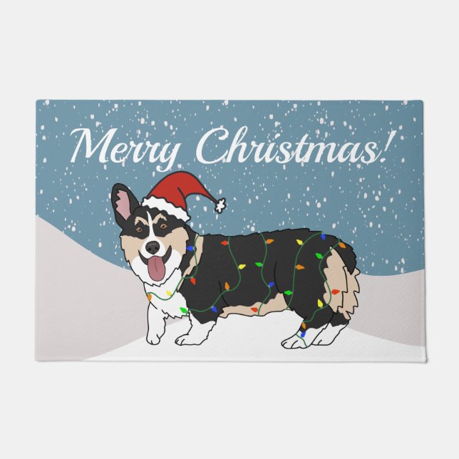 Cute Christmas Corgi Doormat (Front)
