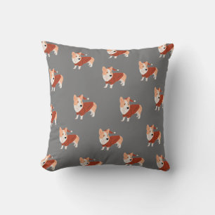 Cute Christmas Corgi Pattern Throw Pillow