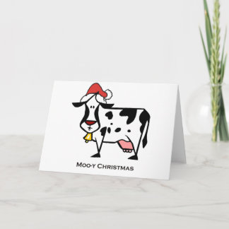 Cute Christmas Cow Holiday Card