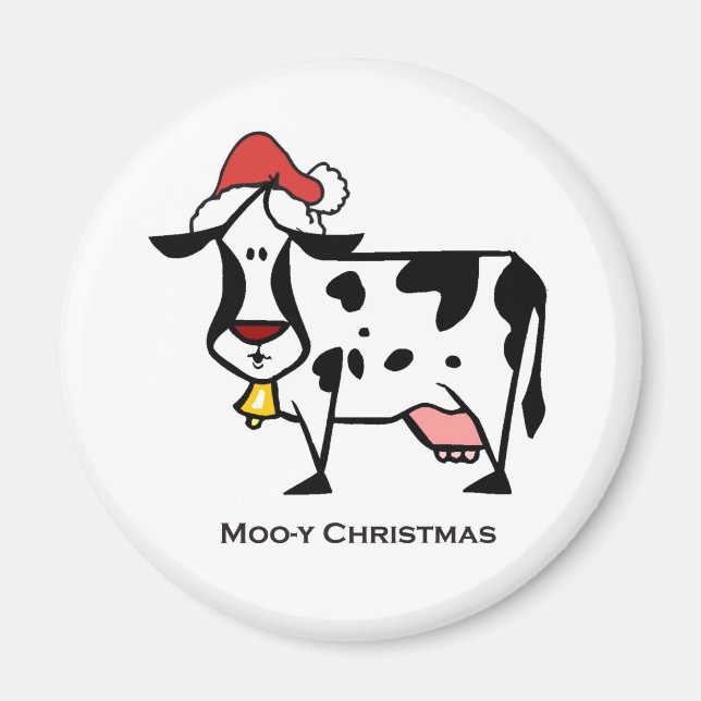 Cute Christmas Cow Magnet (Front)