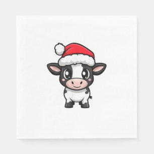 Cute Christmas Cow Xmas Comic Napkin