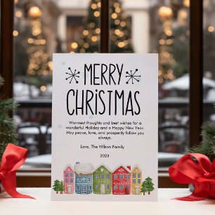 Cute Christmas Cozy Neighbourhood Flat Holiday Card