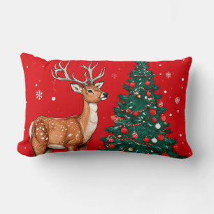 Cute christmas cozy reindeer lumbar pillow