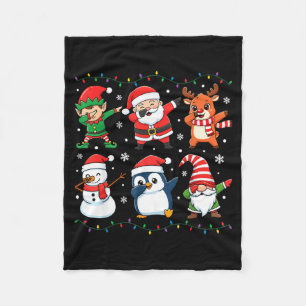 Cute Christmas Dabbing Santa Elf Reindeer Boys Gir Fleece Blanket