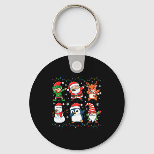 Cute Christmas Dabbing Santa Elf Reindeer Boys Gir Keychain