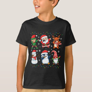 Cute Christmas Dabbing Santa Elf Reindeer Boys Gir T-Shirt