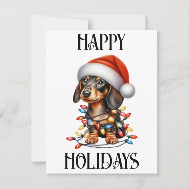 Cute Christmas Dachshund Holiday Card (Front)