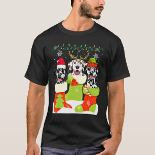 Cute Christmas Dalmatian In Sock Xmas Reindeer San T-Shirt