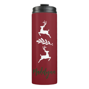 Cute Christmas Deer and Custom Name Thermal Tumbler