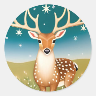 Cute christmas deer classic round sticker