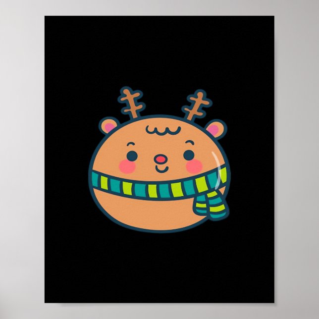 Cute Christmas Deer Festive Classic Design  Poster (Front)
