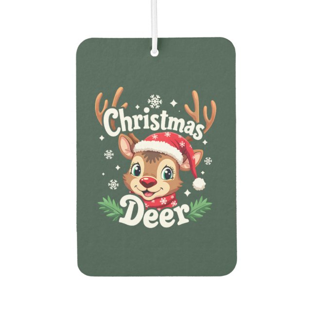 Cute Christmas Deer Illustration Air Freshener (Front)