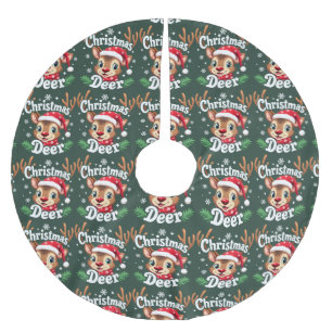 Cute Christmas Deer Illustration Brushed Polyester Tree Skirt