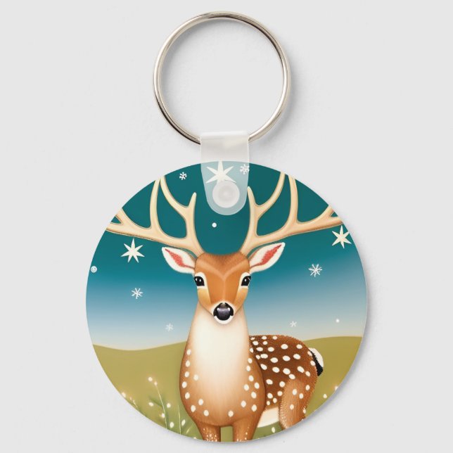 Cute christmas deer keychain (Front)