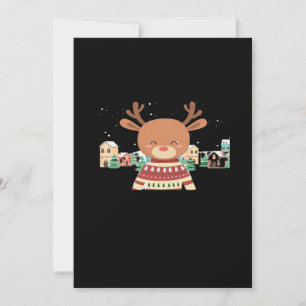 Cute Christmas Deer Minimal Design Holiday Card