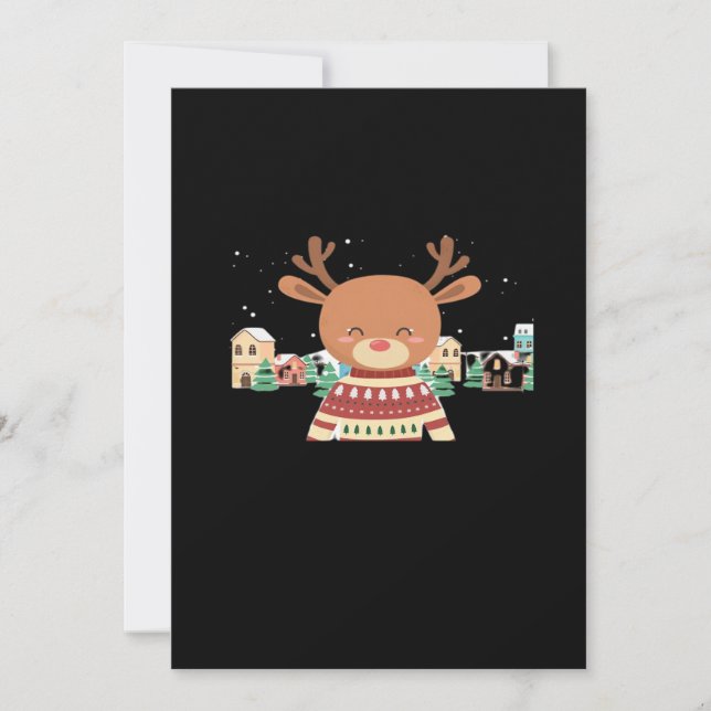 Cute Christmas Deer Minimal Design Holiday Card (Front)