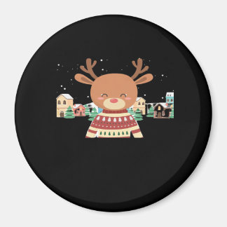 Cute Christmas Deer Minimal Design Magnet