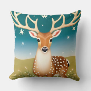 Cute christmas deer throw pillow