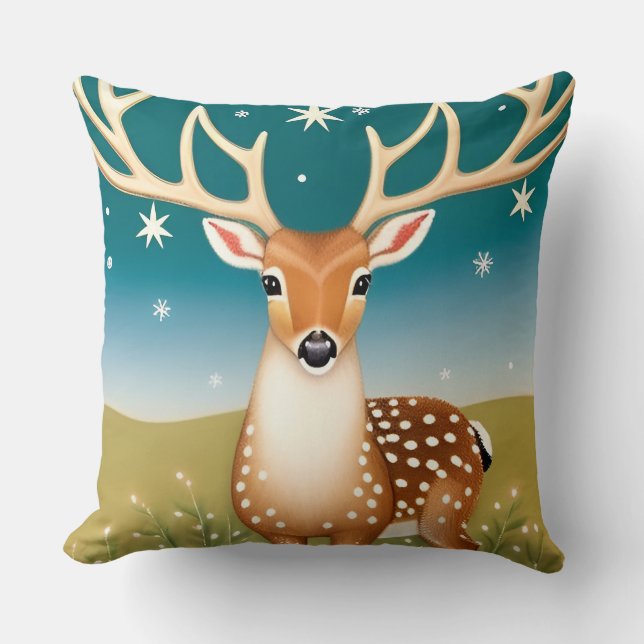 Cute christmas deer throw pillow (Front)