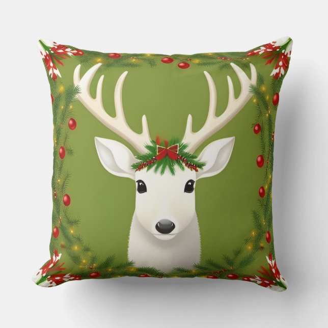 Cute christmas deer  throw pillow (Front)