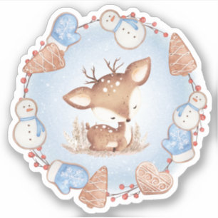 Cute Christmas Deer Vinyl Sticker