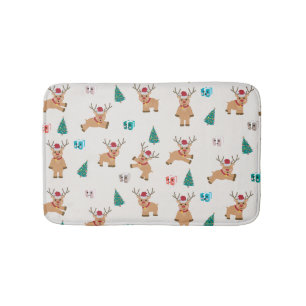 Cute Christmas Deer Xmas Gifts & Tree Pattern Bath Mat