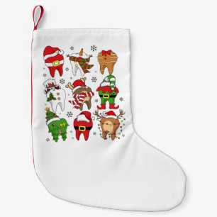 Cute Christmas Dental Tooth Characters Fun Holiday Small Christmas Stocking