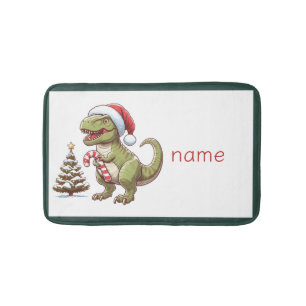Cute Christmas dinosaur Bath Mat