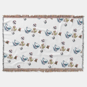 Cute Christmas Dinosaurs  Throw Blanket