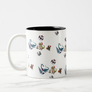 Cute Christmas Dinosaurs  Two-Tone Coffee Mug