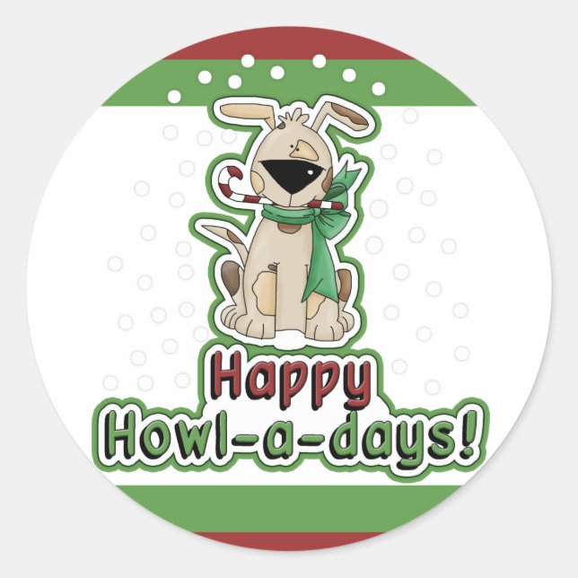 Cute Christmas Dog Classic Round Sticker (Front)