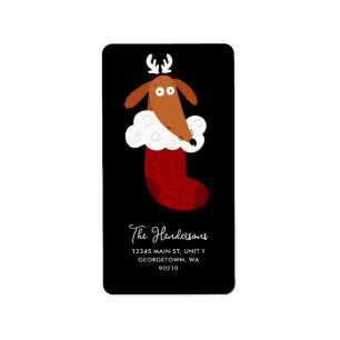 Cute Christmas Dog in Stocking Vertical Label