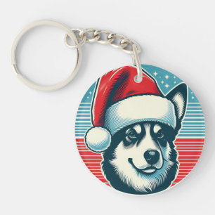 Cute Christmas Dog Keychain