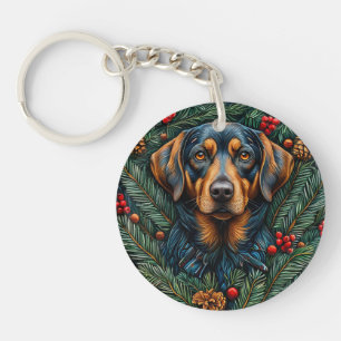 Cute christmas dog keychain