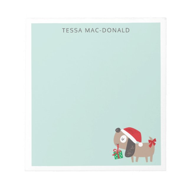 Cute christmas dog on mint notepad (Front)