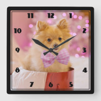 Cute Christmas Dog Photo with Pink Bow & Tree