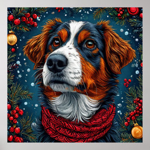 Cute christmas dog poster