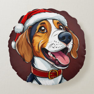 Cute christmas dog round pillow