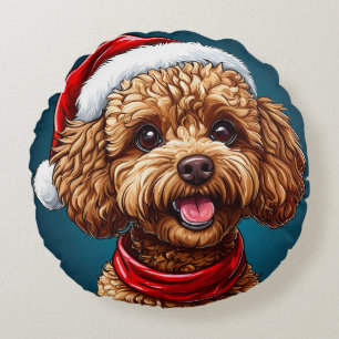 Cute christmas dog round pillow