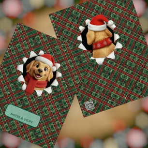 Cute Christmas Dog Tartan Break Through Notebook