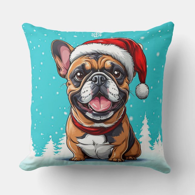 Cute christmas dog throw pillow (Front)