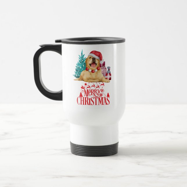 Cute christmas dog  travel mug (Left)