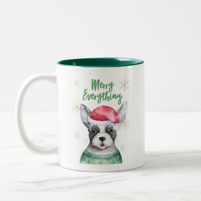 Cute Christmas Dog two toned Mug (Left)