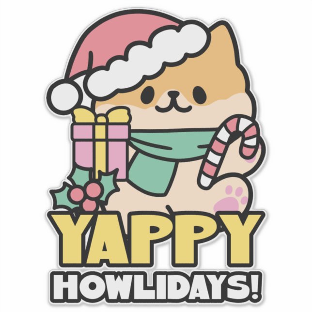 Cute Christmas Dog - Yappy Howlidays  (Front)