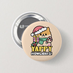 Cute Christmas Dog - Yappy Howlidays 2 Inch Round Button