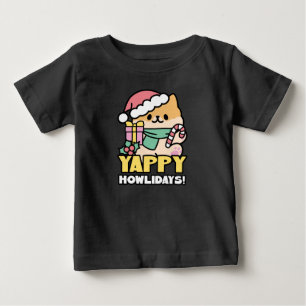 Cute Christmas Dog - Yappy Howlidays  Baby T-Shirt