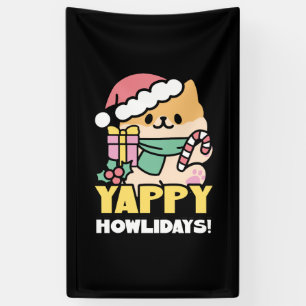Cute Christmas Dog - Yappy Howlidays  Banner